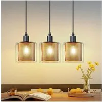 ZMH Pendelleuchte Esszimmer Vintage Pendellampe mit Doppeltem Schirm 1/3/4 Flammig Flur, ohne Leuchtmittel