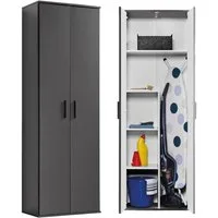 mokebo Mehrzweckschrank Der Lange (60x180 cm, mit Staubsaugerfach) Made in Germany, Besenschrank, Putzschrank, Flurschrank in Anthrazit