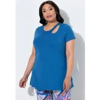 Ulla Popken Longshirt Longshirt Cut-Out A-Linie Rundhals Halbarm