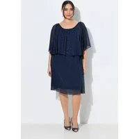 Ulla Popken Cocktailkleid Kleid Chiffonrüsche A-Linie Carmen-Ausschnitt