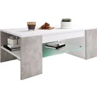 VCM Couchtisch Holz Sofatisch Couchtisch Schublade Glas Tunas