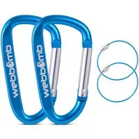 WEBBOMB Karabiner 2x Alu Karabinerhaken 6,7cm D-Form mit Schlüsselring Schlüsselanhänger