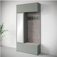 Home affaire Garderoben-Set TEJO, (Komplett-Set, 1-St., mit Spiegel und gepolsterte Sitzbank), Spiegel Schrank Element flexibel links/rechts einsetzbar