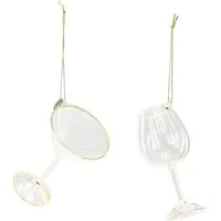 Kaemingk Baumbehang Dekohänger Gläser Klar Gold 9cm Set Silvester Deko, 2 Stück