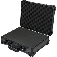 HMF Werkzeugkoffer Transportkoffer mit Noppen- & Rasterschaumstoff, Universalkoffer für, Kamera, Messgeräte & Tabletop-Miniaturen, 39 x 29 x 12 cm, Schwarz