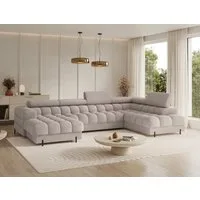 MOEBLO Ecksofa Vinca, Modernes U-Form Sofa mit Schlaffunktion, großem Stauraum und verstellbaren Kopfstützen für flexible Wohnraumgestaltung, Eckcouch Wohnlandschaft Sofa mit Ottomane Eckgarnitur Polsterecke, Links- oder rechtsseitig montierbar (BxHx