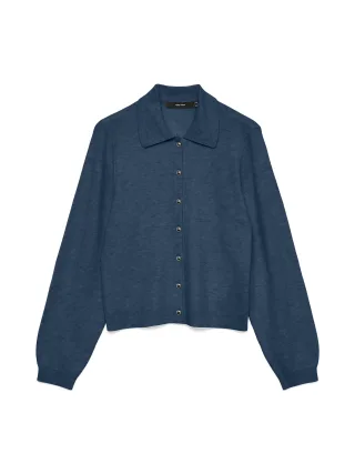 VERO MODA - VMEXCITING LS POLO-N SHORT CARDIGAN BOO Dark Denim - Gr. - M