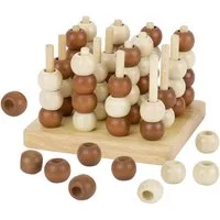 goki Spiel 3-D Spiel Tic Tac Toe - Vier gewinnt in 3 D aus Holz, Familienspiel, Strategiespiel für 2 Personen