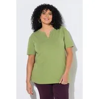 Ulla Popken T-Shirt T-Shirt Oversized Tunika-Ausschnitt Halbarm