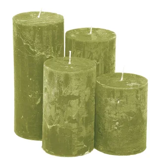 Rustikale Kerzen, grün, abgestuft, 4 Stück