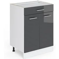 Vicco Unterschrank R-Line, Anthrazit Hochglanz/Weiß, 60cm, Schublade, ohne Arbeitsplatte (1-St)