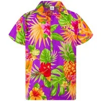 King Kameha Hawaiihemd "Pineapple" Funky Hawaii-Hemd Herren Kurzarm Front-Tasche Stylish
