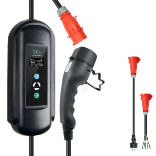 ISIGMA 11KW Portable EV Charger 16A 3 Phase Type 2 EV Charging Cable with 5M Cord Adjustable Current CEE / Schuko Adapte