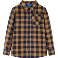 vidaXL Karohemd Kinderhemd Karomuster Cognac und Blau 104