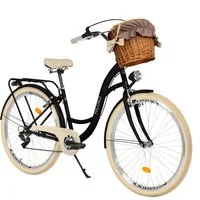 Milord Cityrad Milord City Fahrrad Korb Damen, 28/26 Zoll, Schwarz-Creme, 7-Gang, 7 Gang, (Fahrradständer, Gepäckträger, Klingel, Korb, Kotflügel)