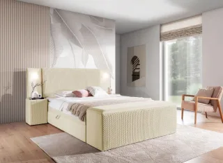 Boxspringbett Bett MARTEN 160x200cm Set.4 in Stoff Magic Velvet Creme