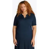 Tommy Hilfiger Curve Strickkleid CRV RIB BTN F&F POLO SWT DRESS in Großen Größen, Polokragen, Logostickerei