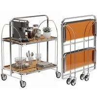 PFCTART Servierwagen Faltbarer Servierwagen mit 2 Glasablagen & Rollen, (Set, 1 St., 68×40×80 cm, Chromgestell für Küche, Bar, Wohnzimmer & Caf), Klappbar, vormontiert, Sicherheitsglas & 2 Rollen mit Bremse