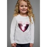 KIDSWORLD Langarmshirt, mit Paillettenherz zum Wenden Langarm, Basic-Passform, mit glitzernden Pailletten