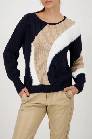 monari - Pullover mit Intarsienmuster night sky - Gr. - 46