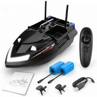 Tekoo RC-Boot Futterboot 3kg, 4 Kammern, Gyroskop & 500m Reichweite, inkl. 2 Akkus (Set, Komplettset mit 2 Akkus), Gyroskop-Stabilisierung, 3kg Ladekapazität, 500m Reichweite