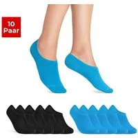 sockenkauf24 Sneakersocken 10 Paar Damen & Herren Füßlinge unsichtbare kurze Socken (5xBlau + 5xSchwarz, 47-50) mit Silikonpad gegen Verrutschen - 16805 WP