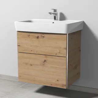 Sanipa 3way Waschtischunterbau zu Geberit Renova Plan Waschtisch mit 2 Auszügen, Eiche Natural-Touch BR87685