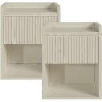 en.casa Nachttisch (Set, 2-St), »Nand« 1 Schublade 1 offenes Fach 55 x 45 x 39 cm Sandfarben