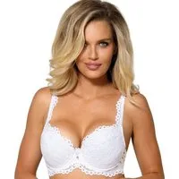 Róza Lingerie Push-up-BH Push-Up-BH Newia weiß mit Spitze Blumenmuster mit Bügeln (einzeln, 1-tlg)