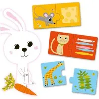 DJECO Puzzle Lernspiel Puzzle Duo Assoziationsspiel für Kinder ab 2 Jahren, 2 Puzzleteile