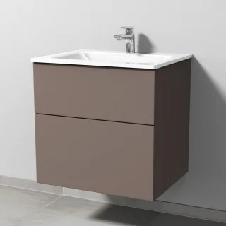 Sanipa 3way Glas-Set Glas-Waschtisch und Unterbau mit 2 Auszügen, Taupe-Matt SP2011T