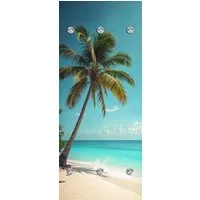 queence Garderobenpaneel Wandgarderobe mit Motiv Foto Palme am Meer inkl. Edelstahlhaken (1 St), HD Premium Druck auf Acrylglas