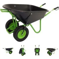TRUTZHOLM Schubkarre 2-Rad 160L 220kg Gartenschubkarre Vollgummireifen Metallfelge grün
