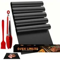 BlingBin Grillplatte 5 Stück Grillmatte für Gasgrill BBQ,Wiederverwendbar Dauerbackfolie (1 Set, 5-St., 40 x 50 cm), Geeignet für alle Arten von Grills, Holzkohle, Weber, Keramik