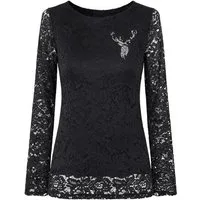 Hangowear Trachtenbluse Blusenshirt Damen - MISTY - schwarz