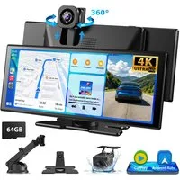 ESSGOO 4K 11,3“ Android Auto 360° Dashcam mit Rückfahrkamera Spiegel Dashcam (HD, Tragbar Autoradio Rückfahrkamera IPS Touchscreen GPS Navi FM AUX)