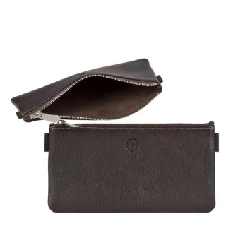 Stiftemäppchen flach Leder mocca 19x6cm | Sonnenleder Schreibetui. Schützen Sie Ihre Schreibgeräte stilvoll in diesem handgefertigten Lederorganizer.