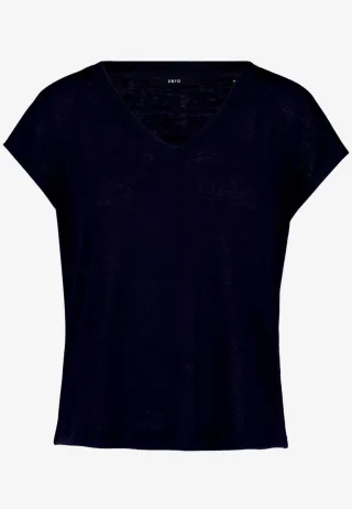 zero - Basic T-Shirt mit V-Ausschnitt blau - Gr. - 44