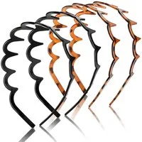 Zaewry Haarreif Haifischzahn Haarkamm Haarband Gewellte Kunststoff Stirnband, 4-tlg., für Make Up Sport Fitness Tägliches für Damen Und Mädchen