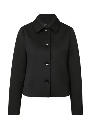 s.Oliver BLACK LABEL - Hemdjacke aus Scuba schwarz - Gr. - 36