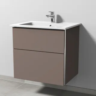 Sanipa 3way Keramik-Set Venticello Keramik-Waschtisch und Unterbau mit 2 Auszügen, Taupe-Matt BP3221T