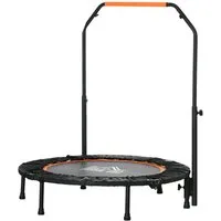 HOMCOM Fitnesstrampolin mit 4-Fach Höhenverstellbarer Haltegriff, Ø 102 cm, (Fitness-Rebounder, 1 tlg., Mini-Trampolin), für Erwachsene, Schwarz