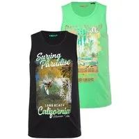 Men Plus T-Shirt Tanktops im 2er-Pack Print Unterhemd