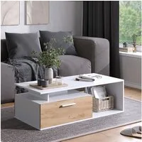 Vicco Couchtisch Roland, Weiß/Goldkraft Eiche, 118 x 59 cm (1-St)