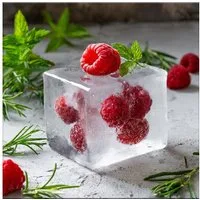 artissimo Glasbild Bild aus Glas 30x30 cm / Wandbild Küche / Küchendeko Wand, Küchenbild: Eiswürfel mit Himbeeren