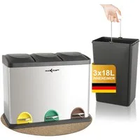 MAXCRAFT Biomülleimer Mülleimer / Treteimer mit 3 Behältern - 54 Liter (3 x 18 Liter)