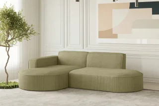Ecksofa Designersofa PALMA XS in Stoff Scala Kiwi Ottomane Links