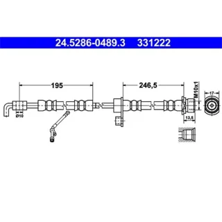 ATE Bremsschlauch Daihatsu Charade Toyota Yaris 24.5286-0489.3