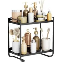 OSTWOLKE Make-Up Organizer für Schminktisch, 2-Stöckiger Badezimmer-Arbeitsplatten, Kosmetik-Aufbewahrungsregal, für Schlafzimmer