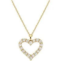 S&T Design Silberkette Halskette Damen Silber 925 Herz Gold, 14K Vergoldeter Herz Anhänger mit Zirkonia Diamanten 40+5CM